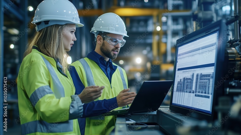 Engineers Collaborate at Industrial Factory Engineers Collaborate at Industrial Factory