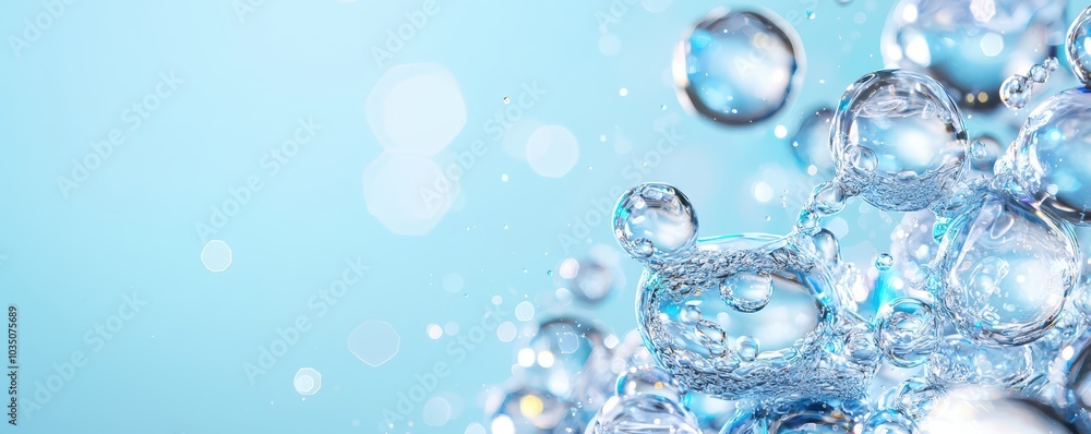 Clear oxygen bubbles rising against a bright, fresh background, perfect for your design needs and ample space for text. Clear oxygen bubbles rising against a bright, fresh background, perfect for your design needs and ample space for text.