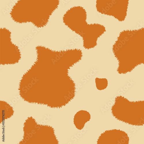Texture spot, fluffy skin black white cow. Trendy animalistic seamless pattern for fashion, packaging, fabric and more.