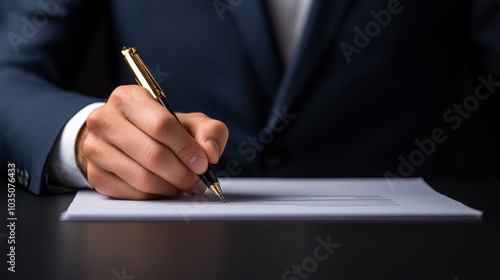 Business professional signing important documents