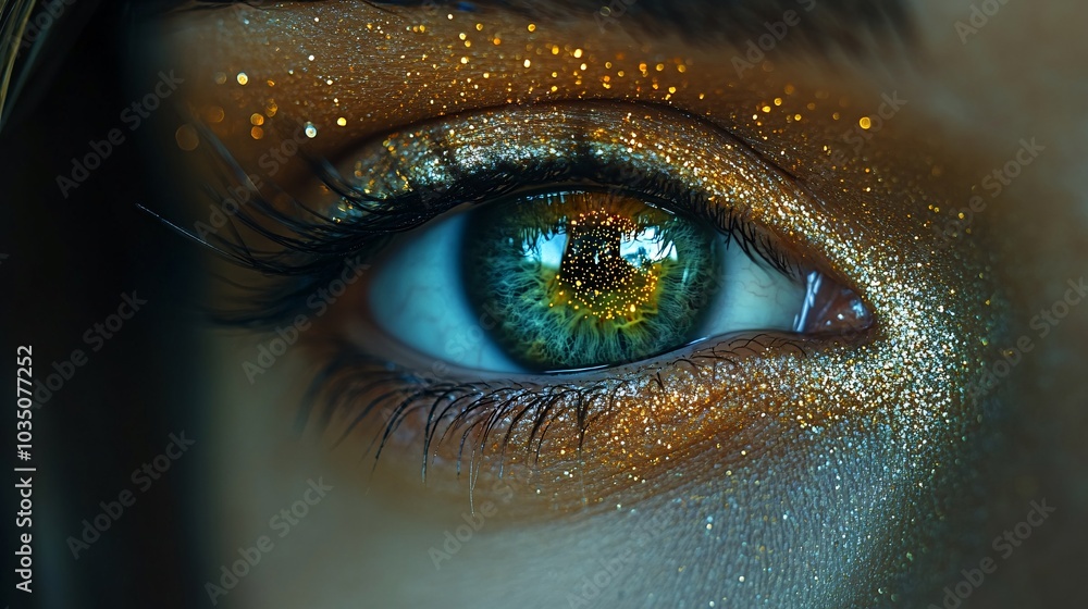Reflection of Starry Night Sky in Beautiful Eye Reflection of Starry Night Sky in Beautiful Eye