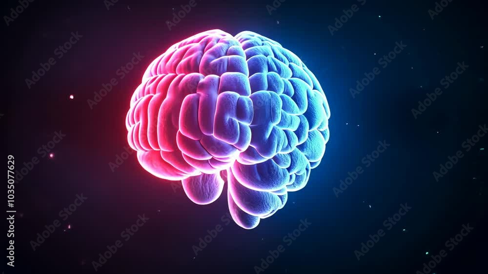Glowing Human Brain in Neon Colors. Glowing Human Brain in Neon Colors.
