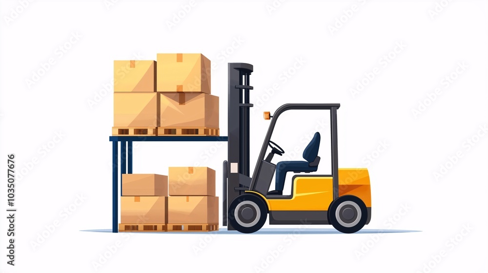 Forklift Loading Cardboard Boxes Forklift Loading Cardboard Boxes