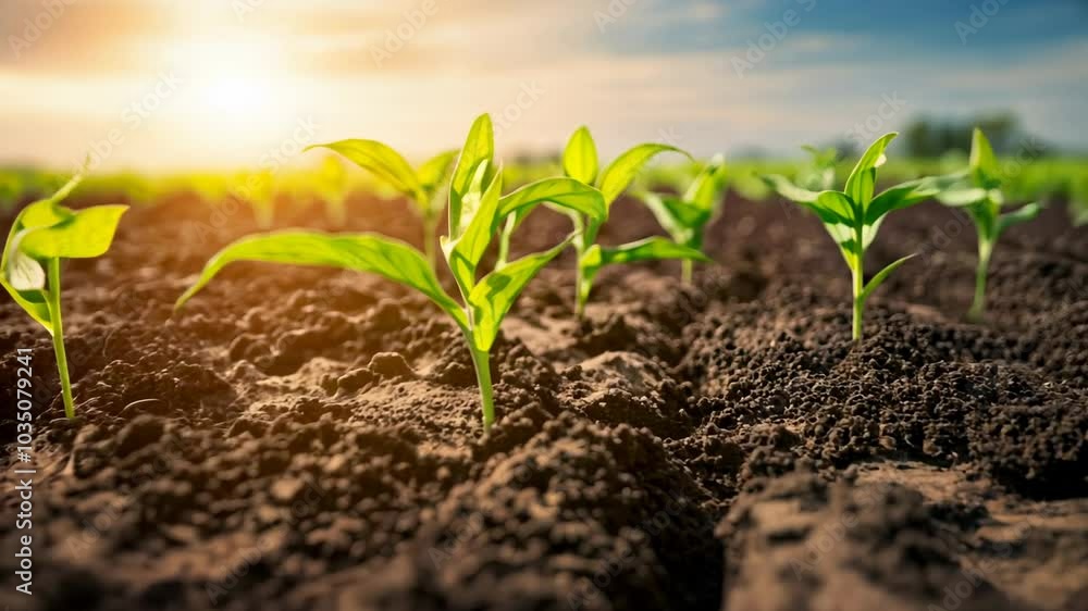 Young Green Plants Growing in Soil. Young Green Plants Growing in Soil.