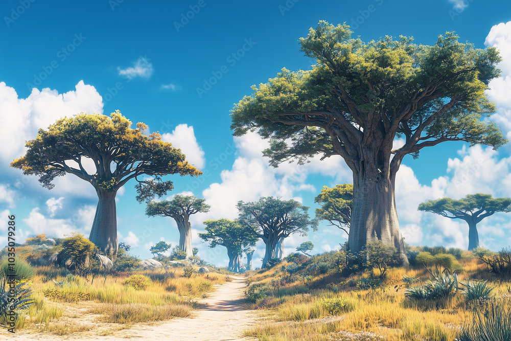 Fototapeta premium Beautiful baobab trees landscape in Madagascar.