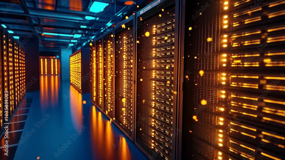 Server Room with Glowing Lights. Server Room with Glowing Lights.