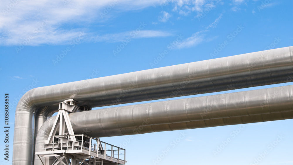 pipeline, blue sky and clouds in the background pipeline, blue sky and clouds in the background