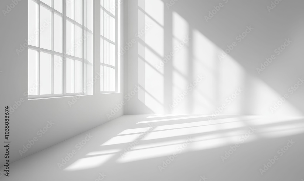 Sunlight streams through a window, casting shadows. Sunlight streams through a window, casting shadows.