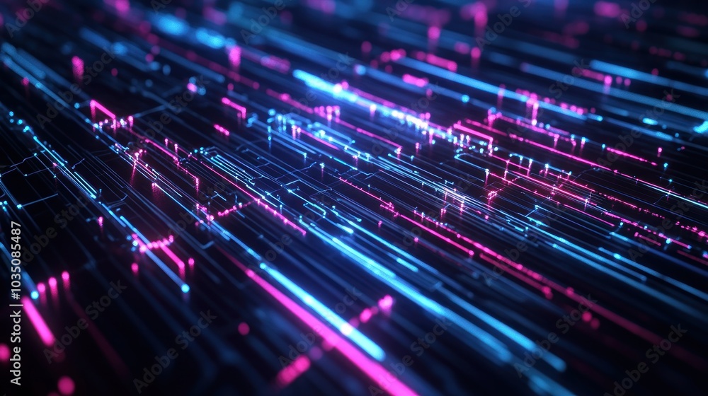 Fototapeta premium Abstract Neon Lines Digital Art