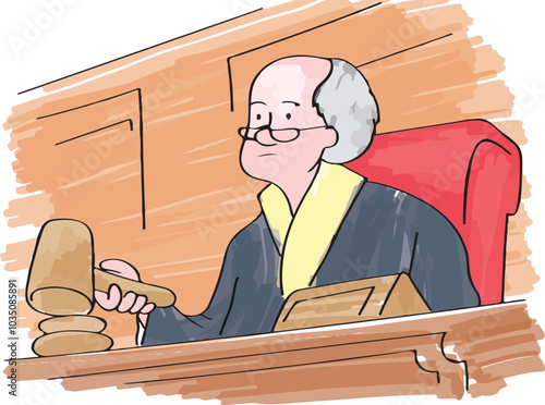 Judge with hammer. Law man judge.