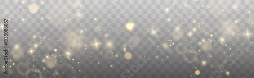 Christmas background. Powder PNG. Magic shining gold dust. Fine, shiny dust bokeh particles fall off slightly. Fantastic shimmer effect.	
