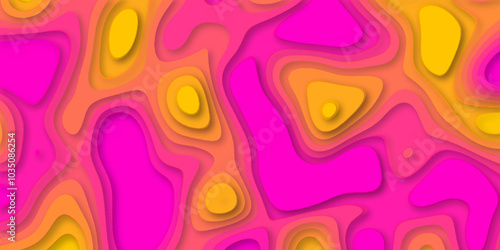 Modern abstract multilayer multicolored waves of three-dimensional paper background of papercut origami Background, abstract art composition in geometric papercut style minimalistic concept design.