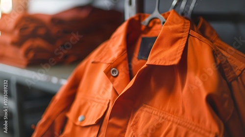 A tabletop orange jacket with manually crafting a cheerful day of labor task
