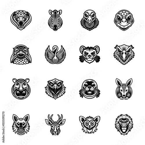 Set of Glyph Style Wildlife Icons 

