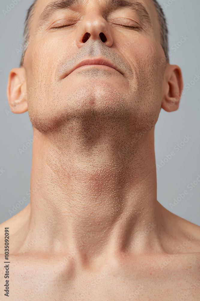 Calm expression of a man, neutral background Calm expression of a man, neutral background