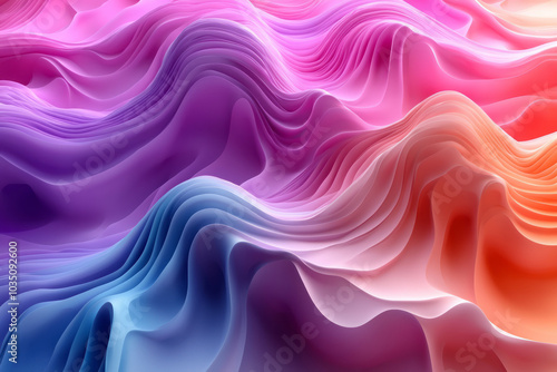 Wallpaper Mural A modern 3D design of undulating lines creating a wavy surface with soft gradient transitions, Torontodigital.ca