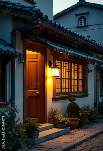  building with warm light	