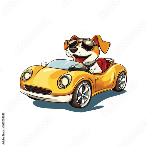 Bulldog in Supercar Vector Graphic for Digital Use