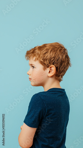 Profile view of a thoughtful young boy.