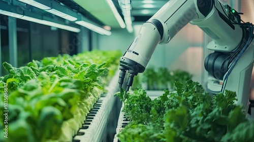 Vertical farms in the city of the future: crops genetically modified by AI.