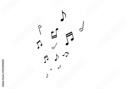 上へ広がっている音符