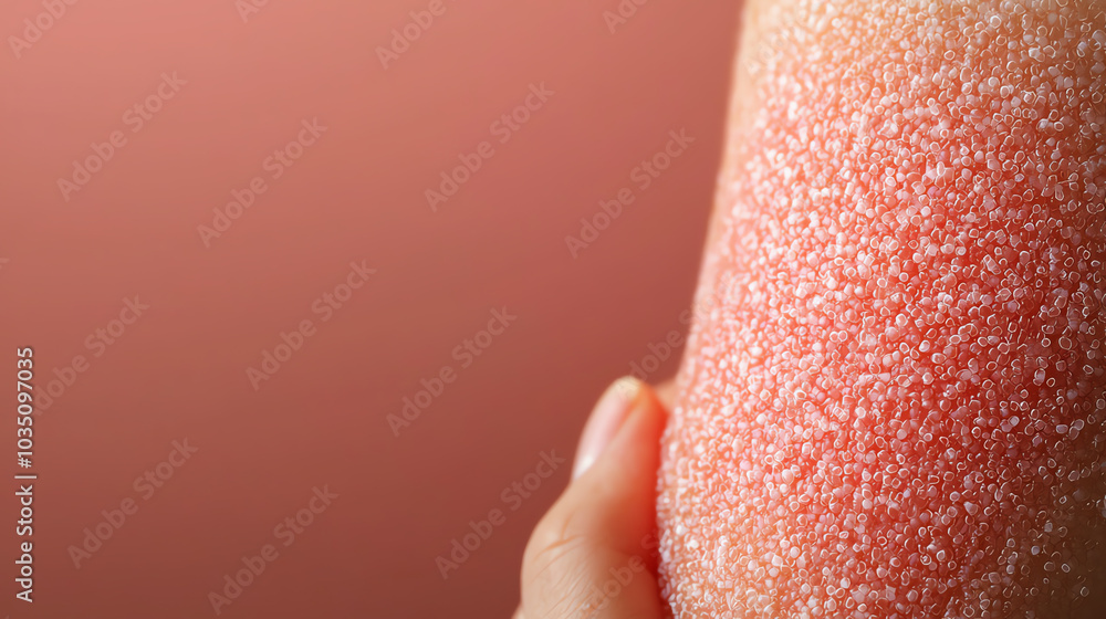 Textured skin close-up, soft background