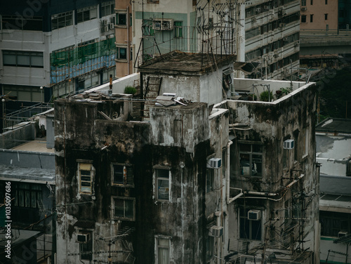 A dark and dirty abandoned building from hong kong, china