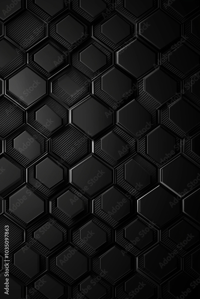 Vector black background with hexagon pattern with space for text. AI generation Vector black background with hexagon pattern with space for text. AI generation