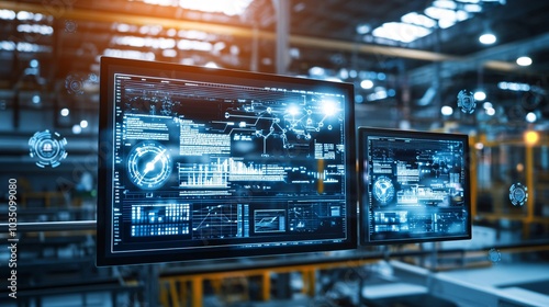 Wallpaper Mural Control room with monitors displaying fuel processing data, modern technology Torontodigital.ca