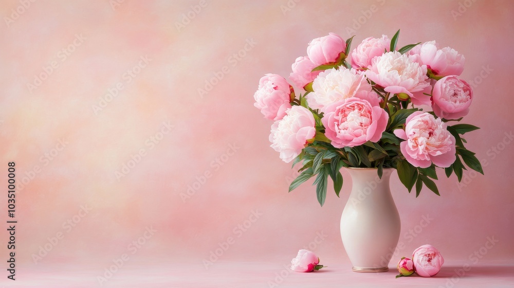 Elegant peony bouquet in a soft pastel setting Elegant peony bouquet in a soft pastel setting