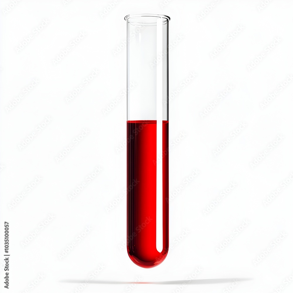 Vibrant Red Liquid in Transparent Laboratory Test Tube on White Background Vibrant Red Liquid in Transparent Laboratory Test Tube on White Background
