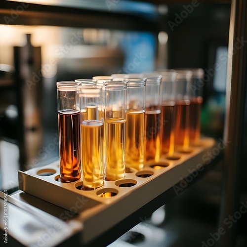 Rack with Test Tubes in a Laboratory Setting Showcasing Scientific Experimentation