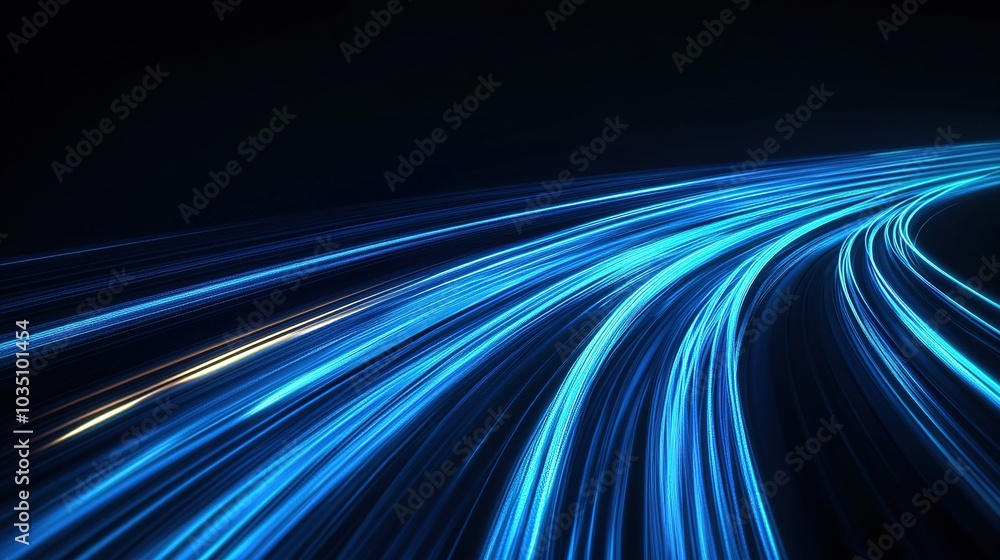 Dynamic Blue Light Trails on Dark Background Dynamic Blue Light Trails on Dark Background