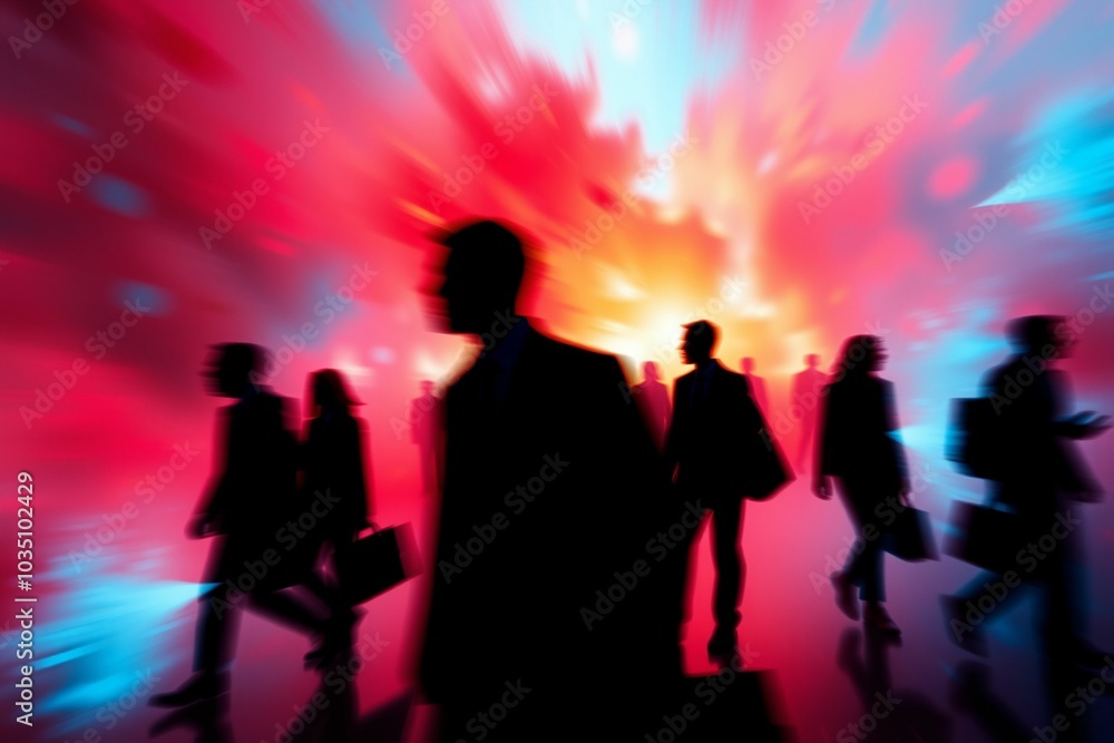 Silhouettes of People in Abstract Colorful Environment.generative AI
Silhouettes of People in Abstract Colorful Environment.generative AI