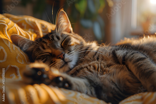 Ussuri cat sleeping at home photo