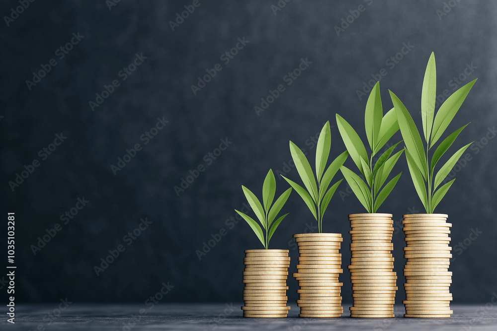 Growing Your Investments Money Growth Concept Growing Your Investments Money Growth Concept