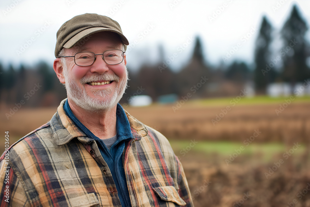 A smiling male farmer standing in a field, People photography, Men in agriculture A smiling male farmer standing in a field, People photography, Men in agriculture