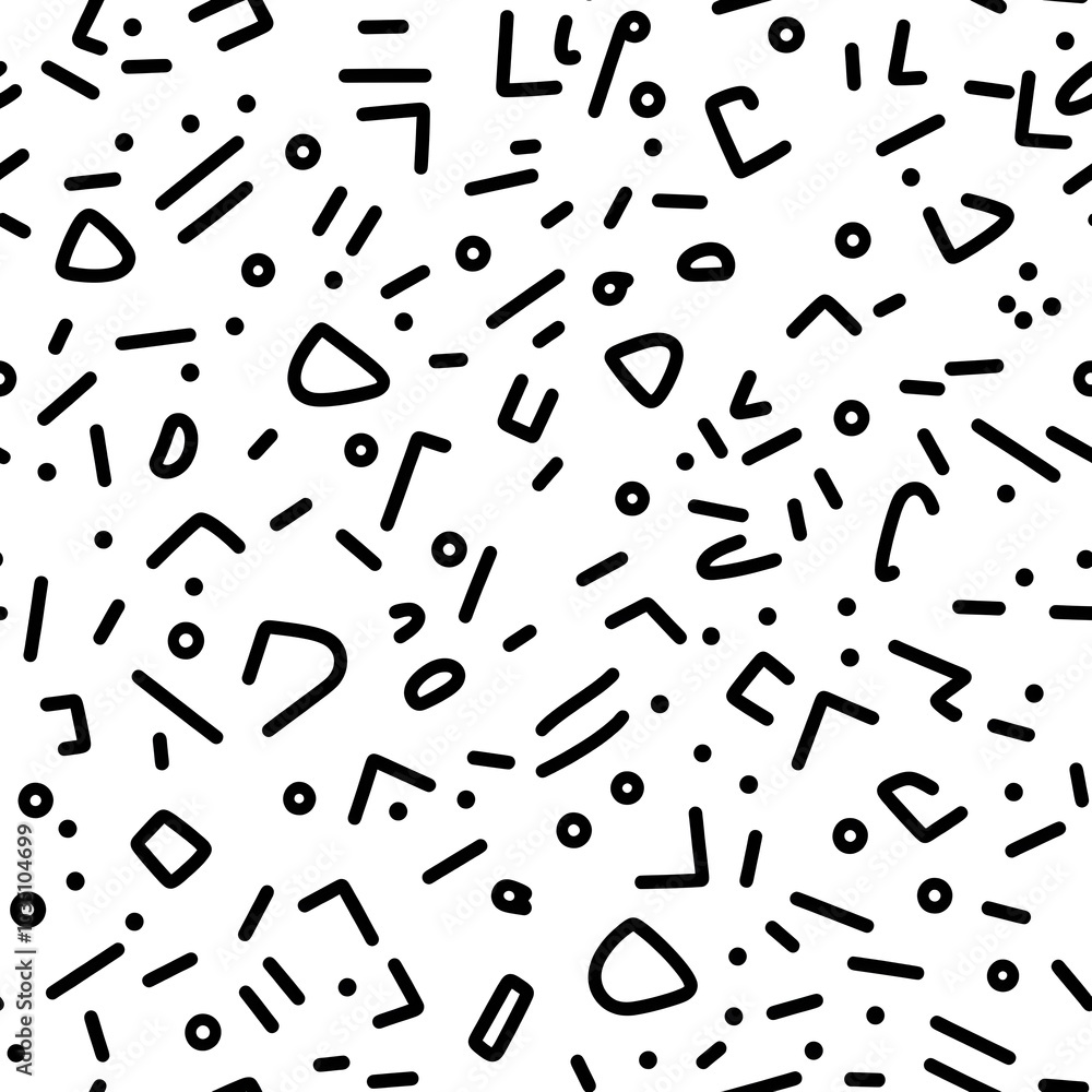 Monochrome Minimal 90s Pattern with Simple Geometric Shapes and Straight Lines Monochrome Minimal 90s Pattern with Simple Geometric Shapes and Straight Lines