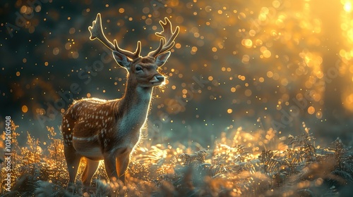 Majestic Deer in Golden Sunset Light - Wildlife Photography