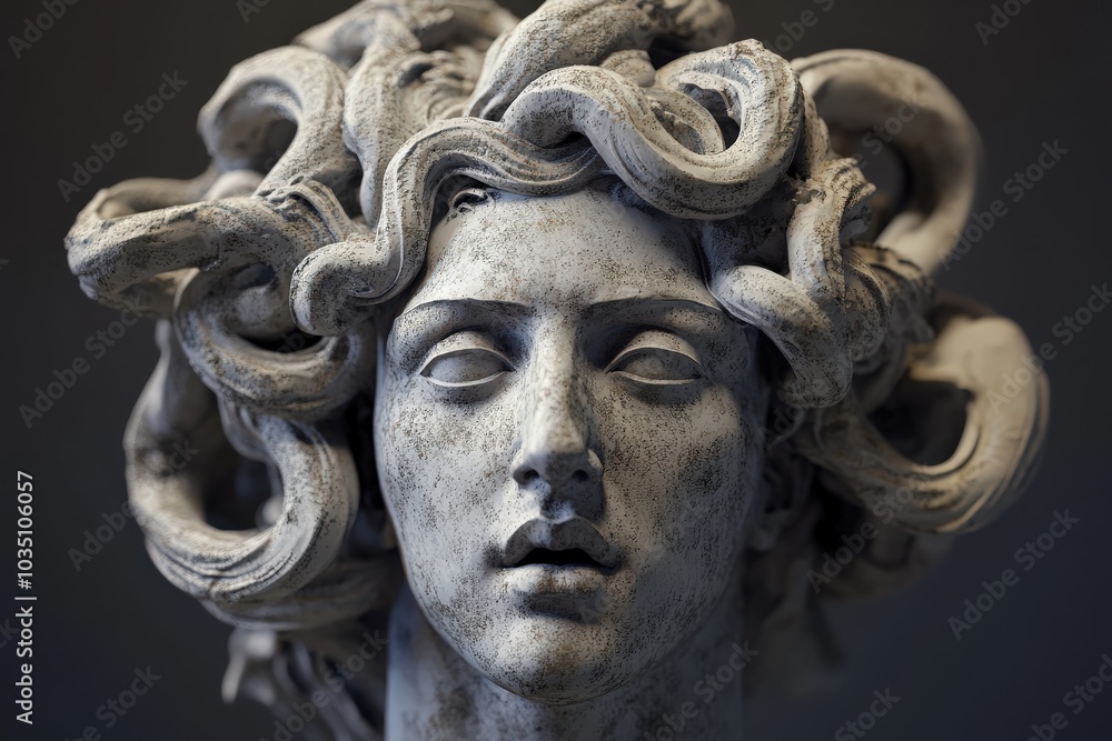 Medusa - Ancient Art Sculpture of Medusa's Face in Antique Style Medusa - Ancient Art Sculpture of Medusa's Face in Antique Style