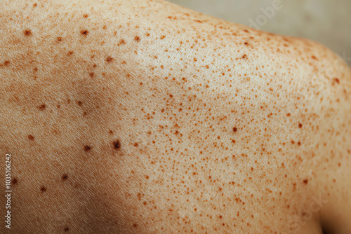 Close-up of skin texture with freckles photo