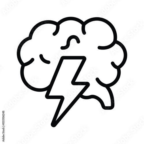 An icon design of brainstorming in unique style, brain power