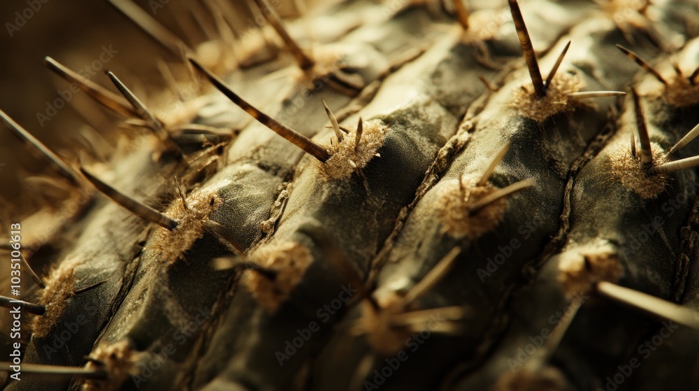 A close up of a cactus with sharp spines. A close up of a cactus with sharp spines.