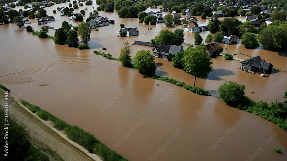 river flooding near the village river flooding near the village