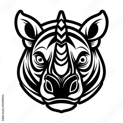 A glyph style icon of rhino face 