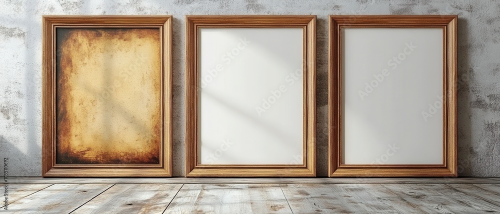 Fototapeta premium Versatile Art Display Frames, elegantly designed for showcasing artwork with a clean white backdrop, enhancing visual impact and creativity