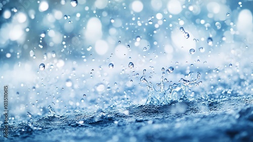 big water drops falling nature background. in winter