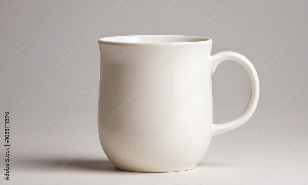 Fototapeta premium White Ceramic Mug on Neutral Background: Minimalist Elegance