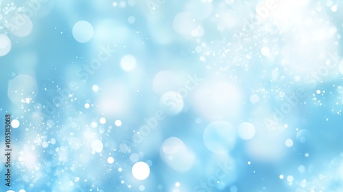 Soft Blue Background with Floating Light Bokeh Effect