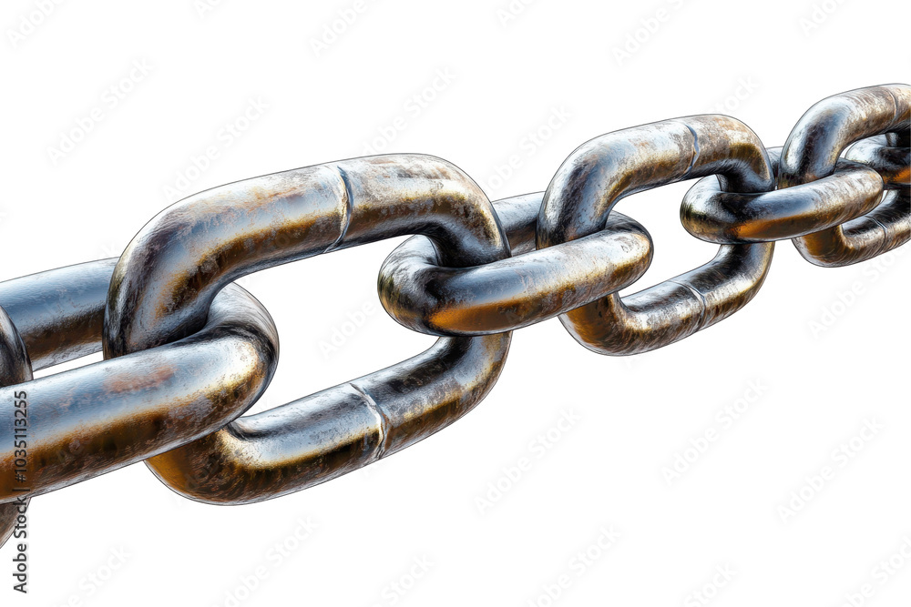 Obraz premium Strong metal chain PNG isolated on transparent background, white background.